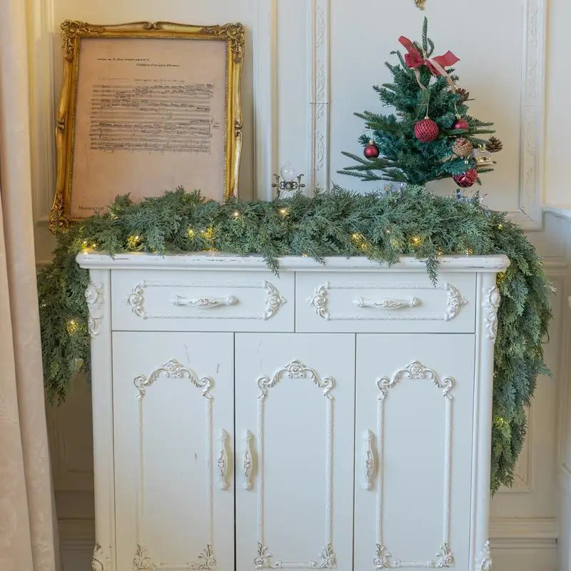 Artificial Cedar Garland 72" with 10 artificial pine cones - Decorative Plant for Home Party Wedding DIY Real Touch Pine Garlands Decorative Greenery Fruit Winter Theme Rustic Style