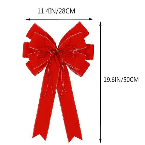 Red flocking cloth bow Christmas tree ornament ribbon streamer home wreath Thanksgiving decoration(副本)