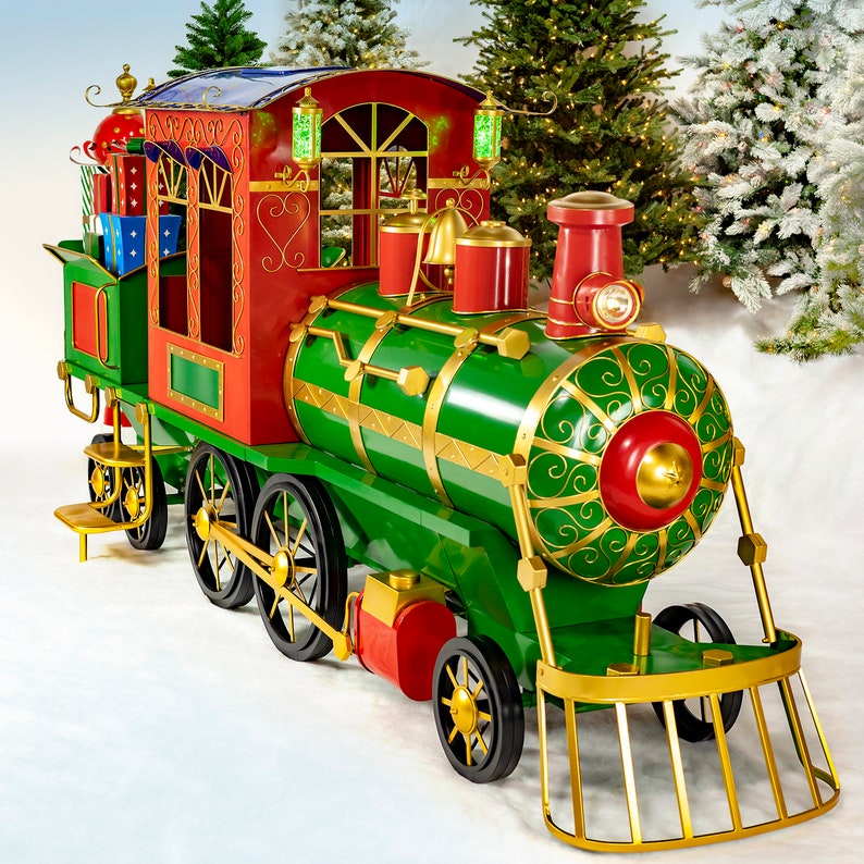 Large Metal Christmas Train Commercial Decoration
