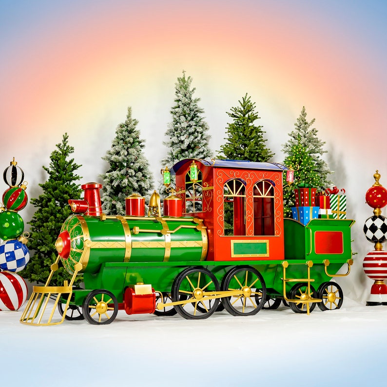 Large Metal Christmas Train Commercial Decoration