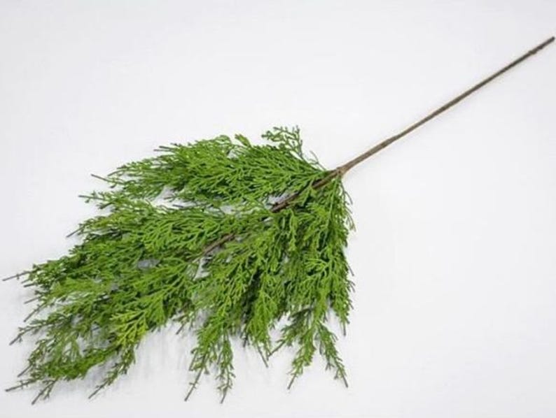Cedar Christmas pick, 17" real touch winter spray, artificial cedar greenery, great for floral arrangements, wreath embellishment