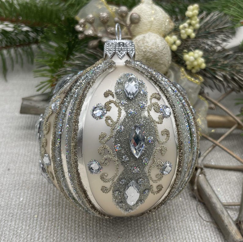 Handmade Champagne Glass Christmas Ornament – Elegant Christmas decor 2025– Luxury Holiday Tree Decoration – Vintage Style Bauble