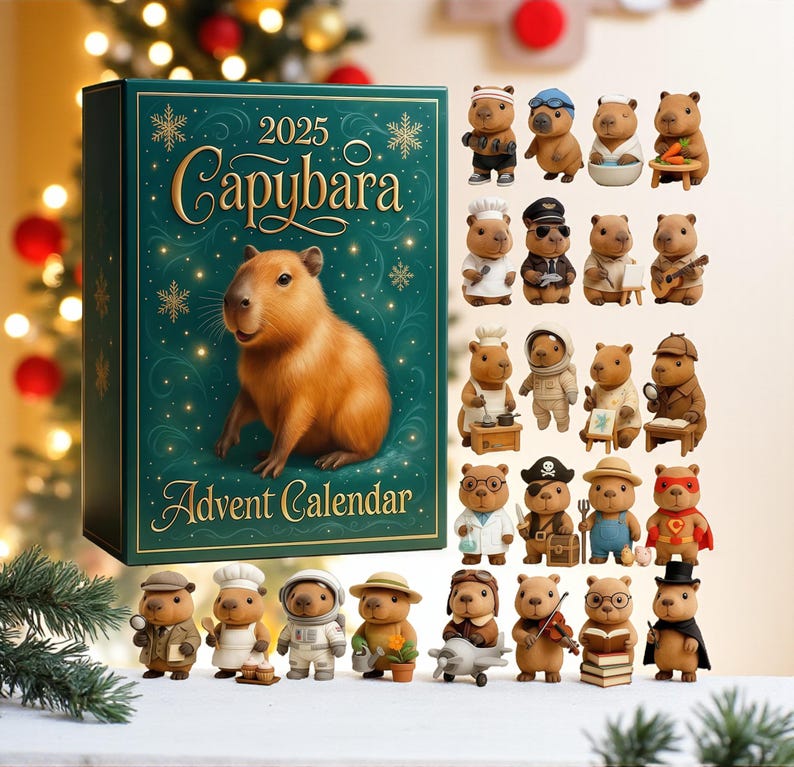 Capybara Advent Calendar 2025: 24 Acrylic Christmas Ornaments
