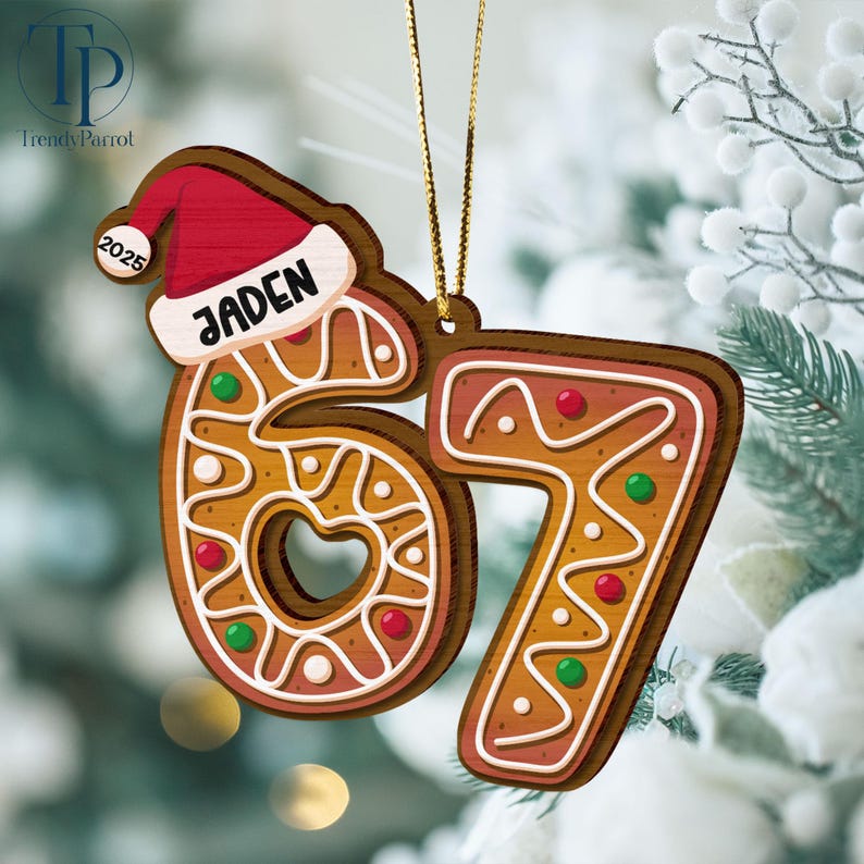 Custom Six Seven Ornament, Teen Slang Ornament, Funny Teenager Ornament, 67 Six Seven Ornament, Gen Z Teenager Tween Ornament, Boy Christmas