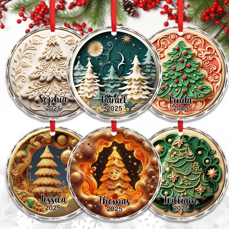 Personalized 3D Christmas Tree Ornament 2025, Custom Name Holiday Keepsake, Unique Festive Decor, Family Xmas Gift