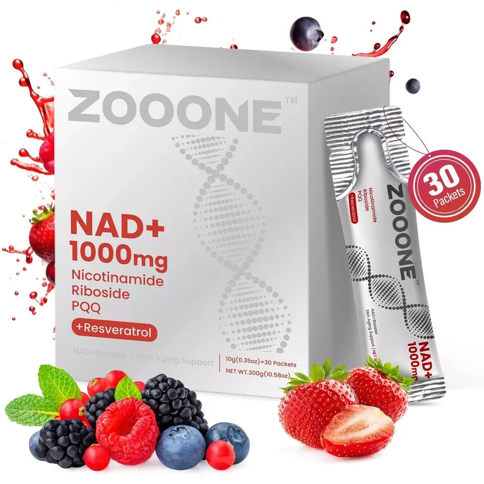 ZOOONE NR1000 - NAD + Berry Flavored Mixed Drink for Skin Aging, Supports Energy, Focuses -