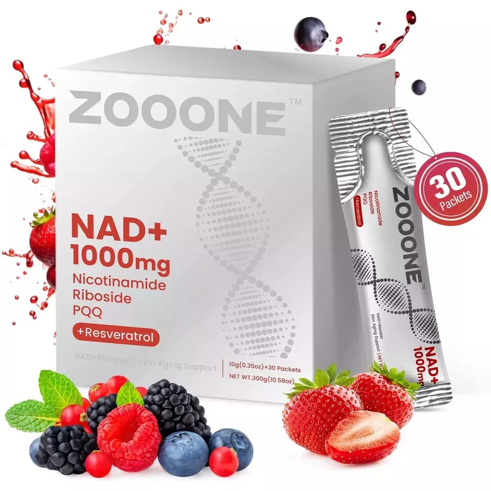 ZOOONE NR1000 - NAD + Berry Flavored Mixed Drink for Skin Aging, Supports Energy, Focuses -