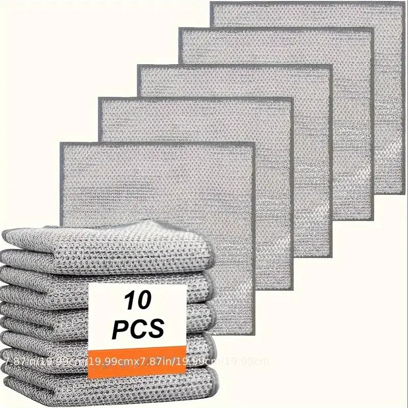 10-30-50 Pcs Microfiber Steel Wire Scrubbing Pads - Double-Sided, Reusable Soap Saver Pads for Kitchen, Non-Scratch Dish washing, Utensils & Cookware Cleaning