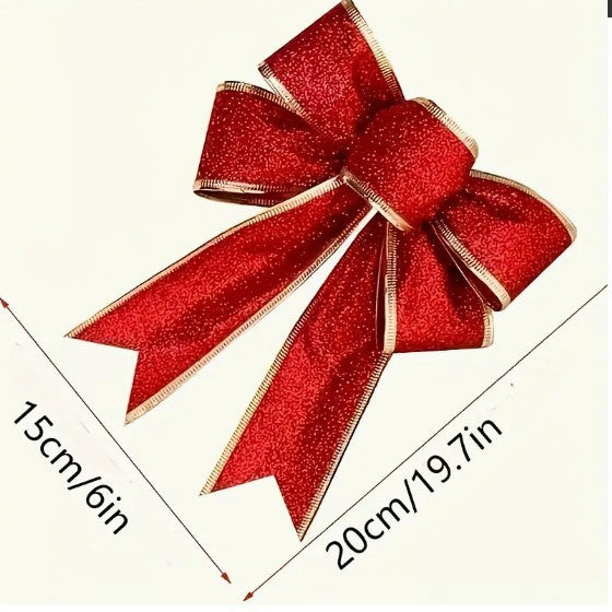 Red flocking cloth bow Christmas tree ornament ribbon streamer home wreath Thanksgiving decoration（副本）