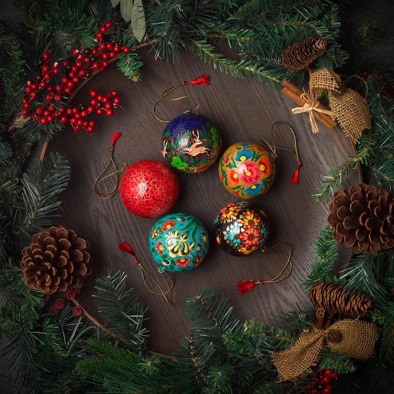 مجموعة من 5 زينة عيد الميلاد المصنوعة يدويًا، زينة متنوعة للعطلات، زينة صديقة للبيئة، ديكور الخريف، مجموعة هدايا، زينة مرسومة يدويًا 