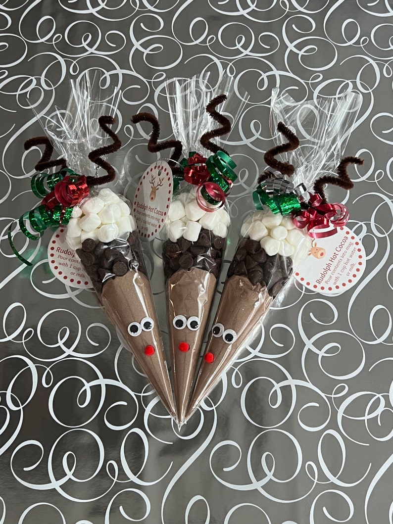 Cocoa Rudolphs, Hot Chocolate Rudolphs, w/ Optional Peppermint Stir Spoons