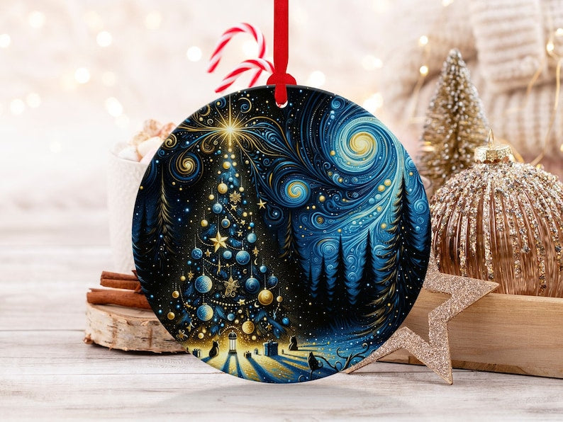 Christmas Ornament, Christmas Decoration, Holiday Gift Idea, Heirloom Keepsake, Starry night Ornament, Gift Exchange, Gift Idea, Xmas Tree