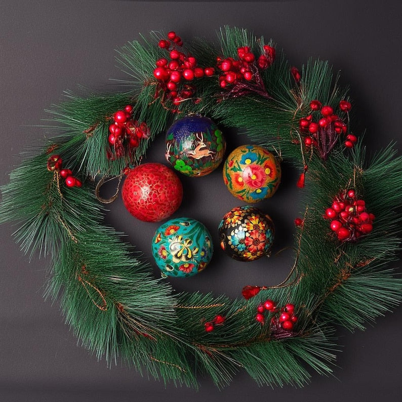 مجموعة من 5 زينة عيد الميلاد المصنوعة يدويًا، زينة متنوعة للعطلات، زينة صديقة للبيئة، ديكور الخريف، مجموعة هدايا، زينة مرسومة يدويًا 