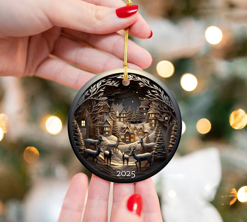 زينة من الزجاج الملون، زينة عيد الميلاد ٢٠٢٥، فكرة هدية للعطلات، تذكار تراثيّ، سيراميك دائري، هدية زينة، زينة فريدة 