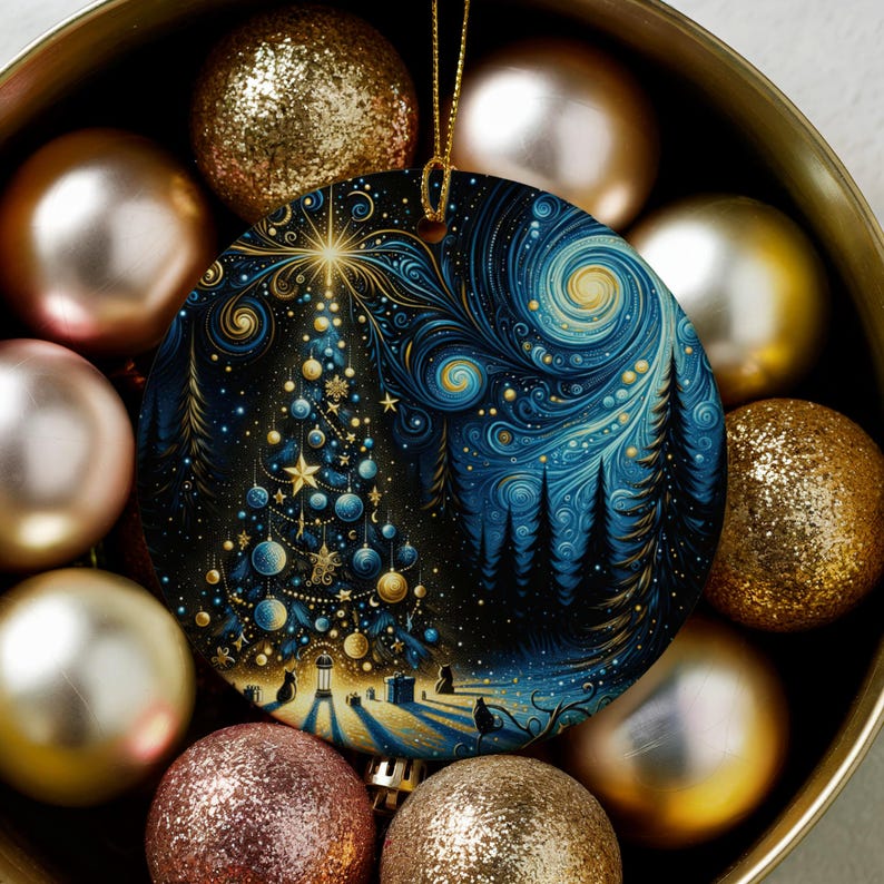 Christmas Ornament, Christmas Decoration, Holiday Gift Idea, Heirloom Keepsake, Starry night Ornament, Gift Exchange, Gift Idea, Xmas Tree
