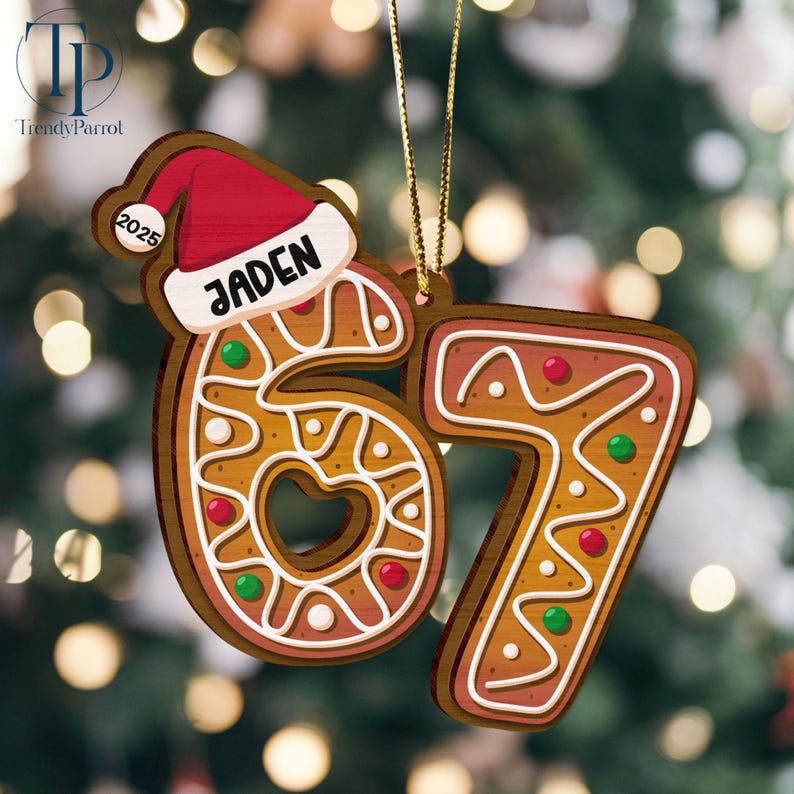 Custom Six Seven Ornament, Teen Slang Ornament, Funny Teenager Ornament, 67 Six Seven Ornament, Gen Z Teenager Tween Ornament, Boy Christmas